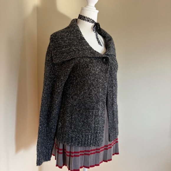 Vintage Y2K wool knit twee lolita babydoll gray sweater grunge coquette winter S - Picture 4 of 11